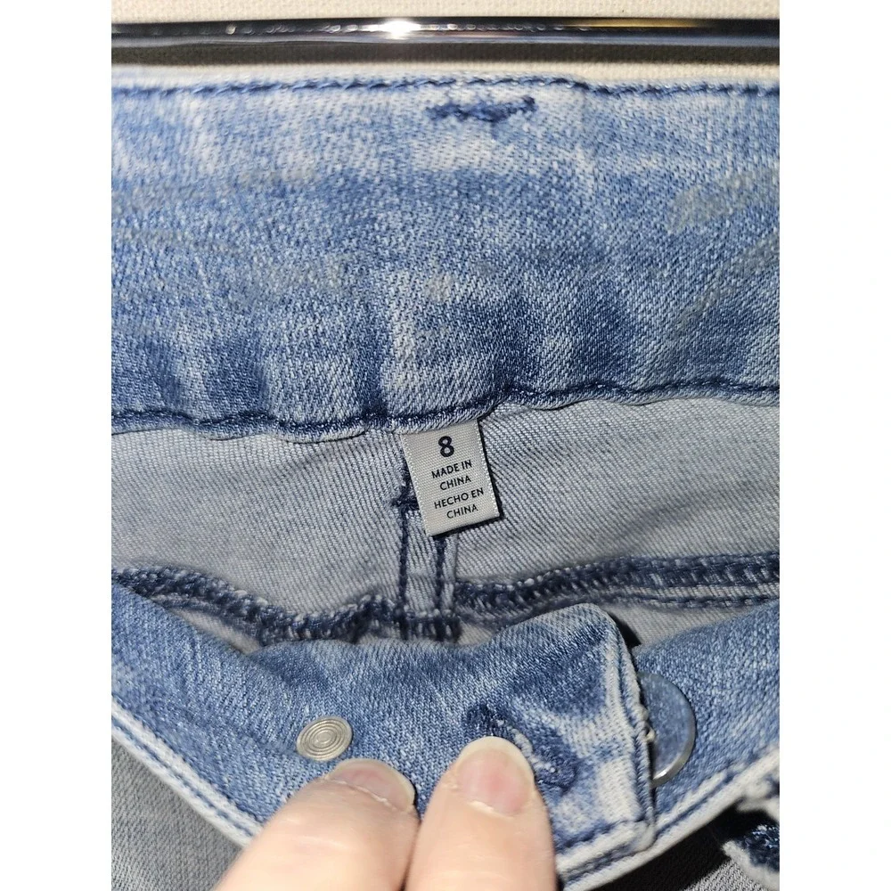 Seven7 Jeans Womens 8 Light Blue Wash Distressed Stretch Denim‎ Bootcut Bohemian